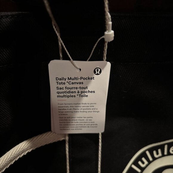 Lululemon Daily Multi-Pocket Canvas Tote Bag 20L - NEW NWT - Black/White Opal - Picture 6 of 10
